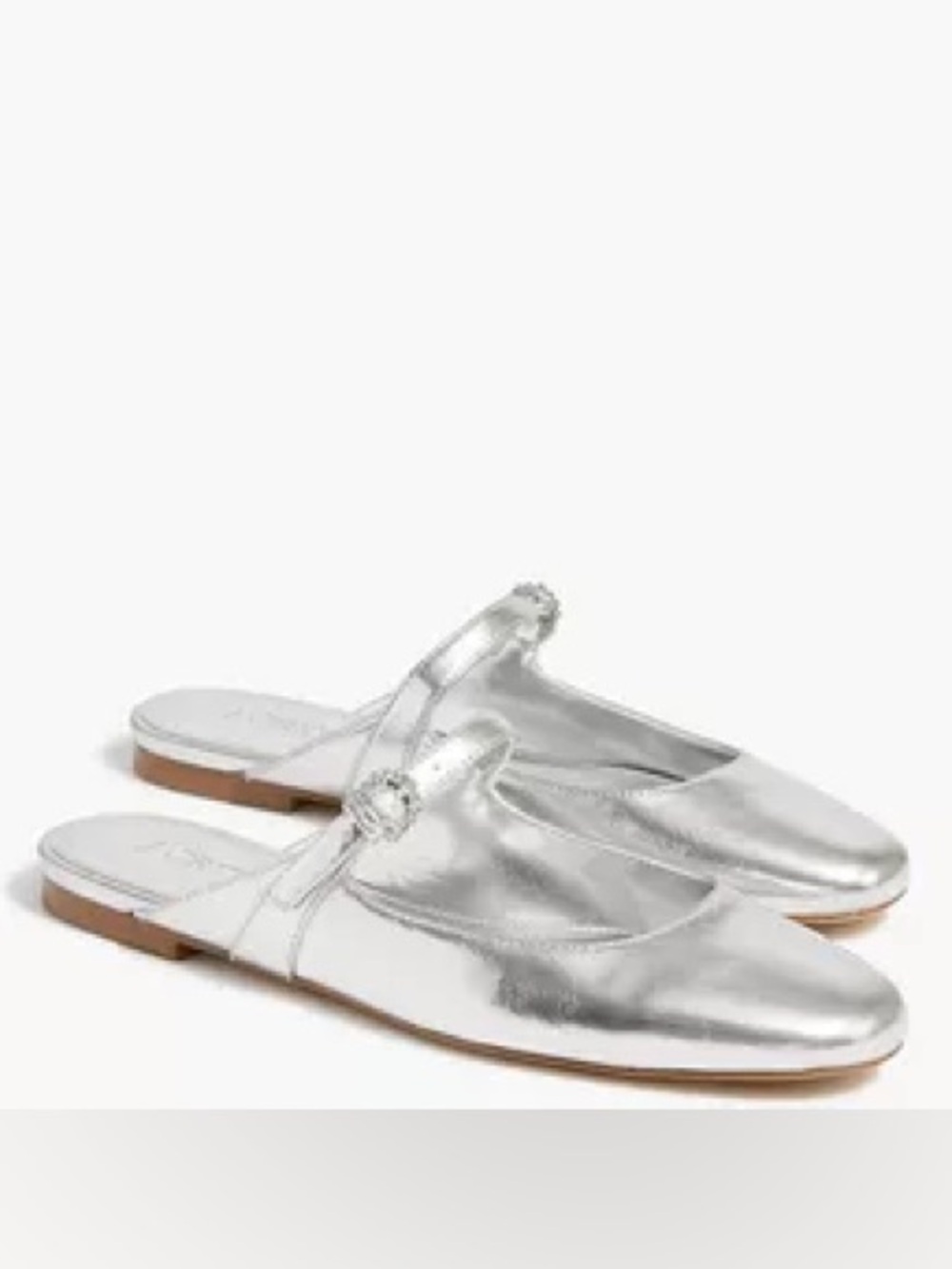 J. Crew Silver Metallic Mary Jane Mules
